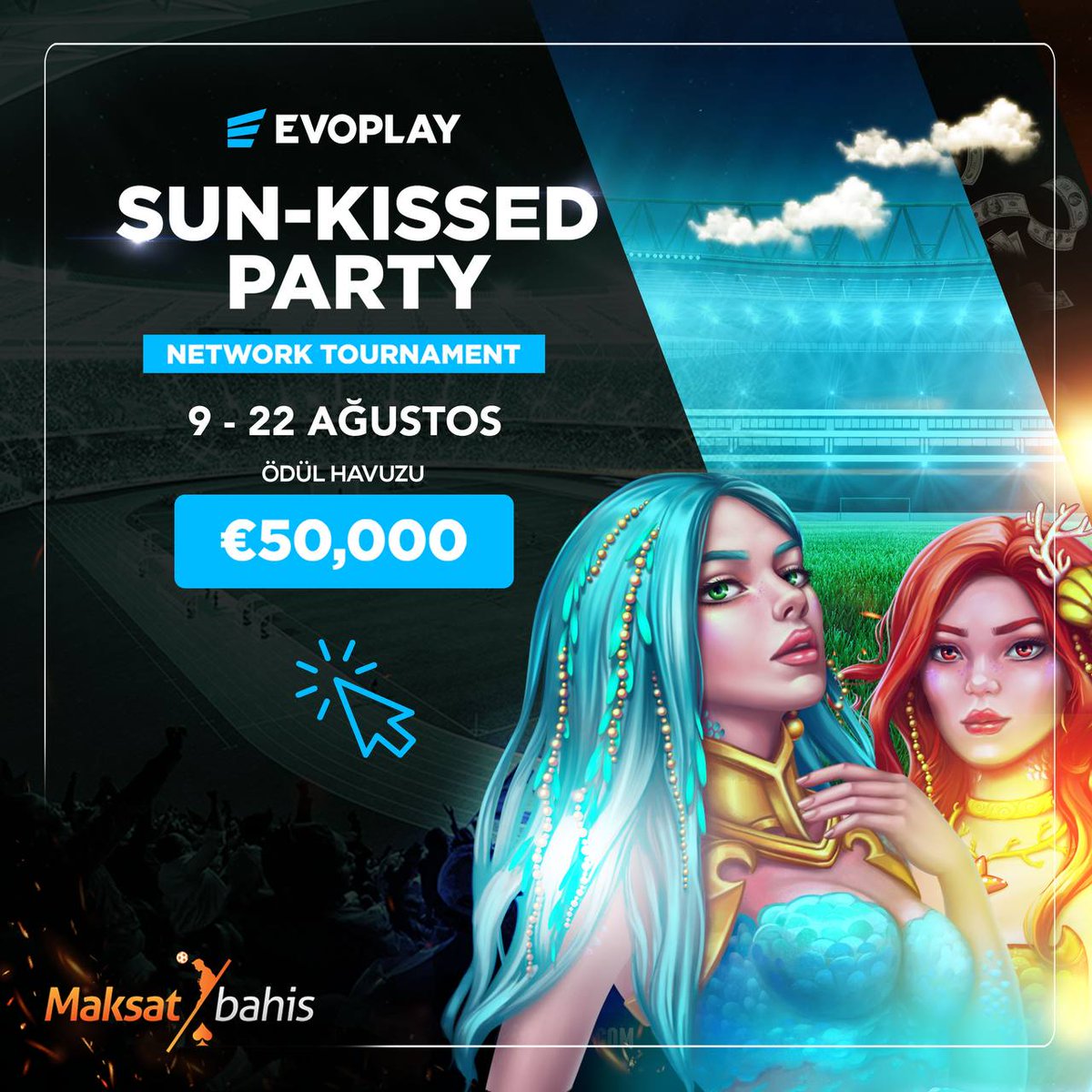 🎰 EVOPLAY SUN-KISSED PARTY büyük ödüllü turnuva! ⏰ 9 Haziran - 22 Ağustos 2023 💰 50.000 € büyük ödül miktarıyla gün boyu nakit ödüllerden kazanmaya başlayın👉 bit.ly/mkstgiris