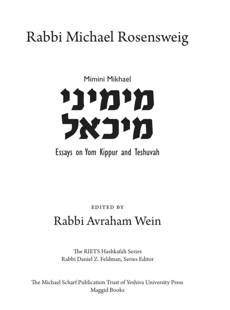 SeforimChatter's tweet photo. Mimini Mikhael - Essays on Yom Kippur and Teshuvah
• Rabbi Michael Rosensweig 
@korenpublishers

https://t.co/KzQSMvCuSA https://t.co/XfYntNGB0Y