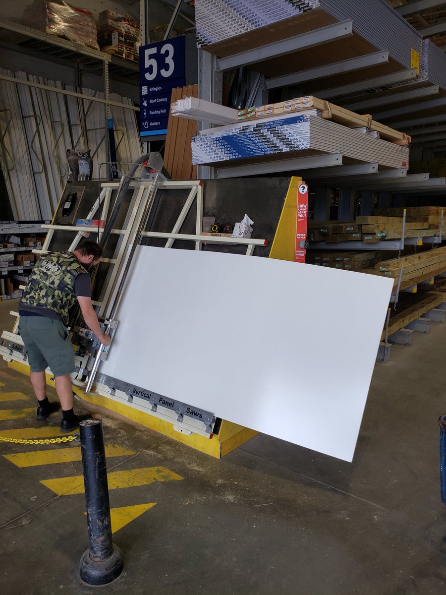 wnchem's tweet photo. Four biology teachers wanted class sets of 12"x12" dry erase boards.  I purchased four 48"x96" tileboard sheets at Lowes.   Unfortunately, they would only make 4 cuts.  Had to use my table saw to finish.  All 128 ready for use!  #BehindTheScenes
#WNHSscience https://t.co/4IGLgLJICY