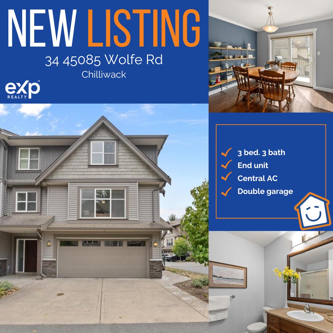 happyhomesbc's tweet photo. Welcome to 34 45085 Wolfe Rd 🏡 this 3 bed 3 bath end unit townhome is the perfect affordable family home you’ve been looking for! 🙌🏻 https://t.co/GOhgZFhCkr