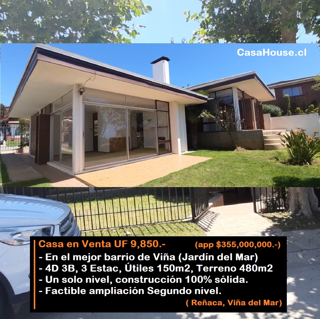 #PropiedadesViña
Venta de Casa, 4D 3B, 3 Estac, 150m2 útiles, 480m2 Totales
🇨🇱Revise detalles y video 👇 casahouse.cl/propiedades/im…