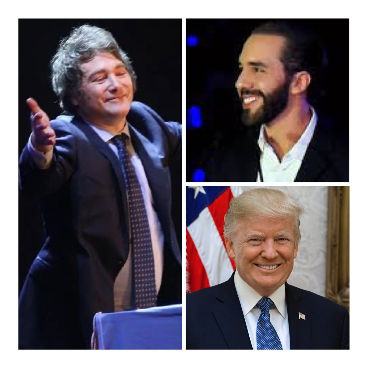 eduardomenoni's tweet photo. Javier Milei ha derrotado a los socialistas junto al pueblo de Argentina cansado del zurdaje y del peronismo. La nueva derecha está triunfando de la mano de Nayib Bukele, Milei y Donald Trump. ¿Imaginas a estos tres grandes de Presidentes al mismo tiempo? https://t.co/TQPiYFzzSU