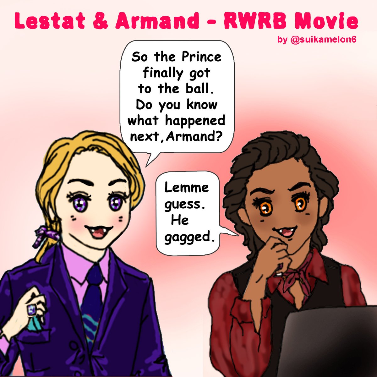 Lestat's trying to sell that movie to Armand.

#Lestat #Armand #iwtvfunny #dirtyjokes #iwtvcomic #gag