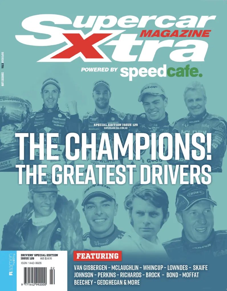 SupercarXtra's tweet photo. Issue #129 is on sale now! It's a special edition celebrating the greatest drivers in the history of Australian touring cars. Details here: https://t.co/KpMCdtVMe8 #RepcoSC #Supercars https://t.co/kDqVlCsEan