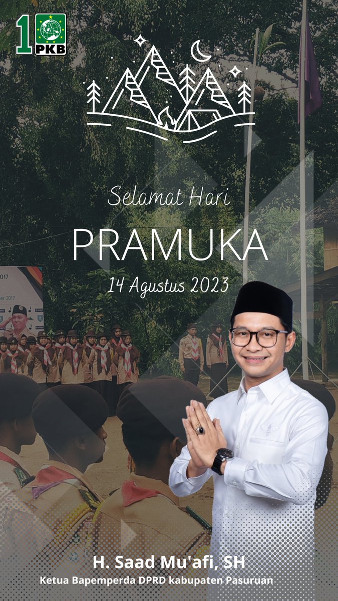 putrasilver495's tweet photo. Selamat Hari Pramuka Nasional 14 Agustus 2023. Salam Gerakan Pramuka Indonesia! Tunaikanlah Trisatya.
#HariPramuka
#PKB
#SahabatAfi
#GusMuafiCenter
#SatukanLangkah
@Sahabat4f1 https://t.co/aMKacFVRMj