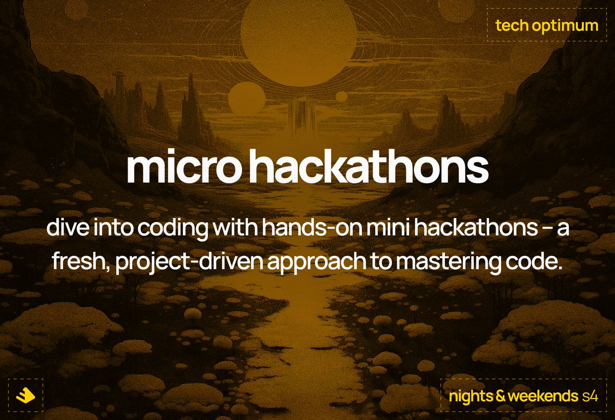 TechOptimumHQ's tweet photo. Screw learning from courses and taking tests. Let hackathons be your learning and experience.

Thoughts?

cc: @_buildspace @_nightsweekends https://t.co/Kr3o9ZIDPB