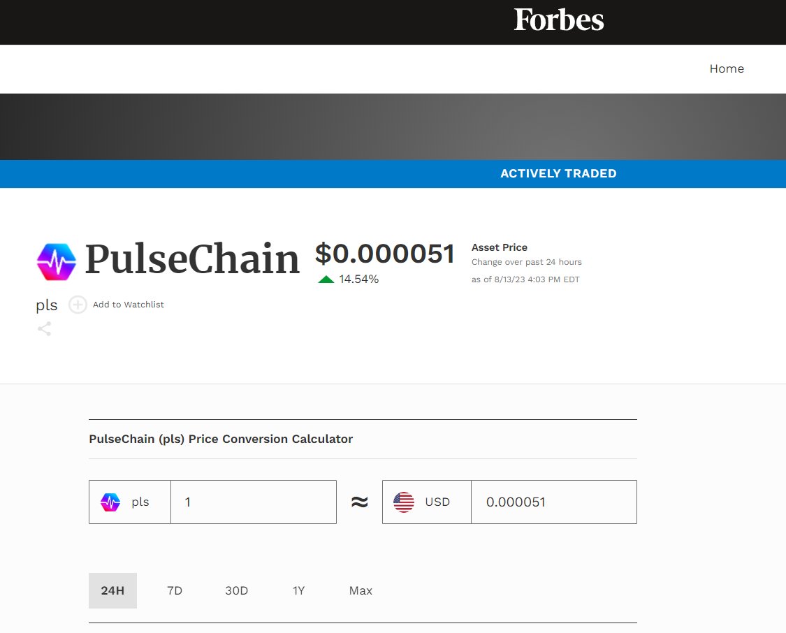 sunnydecree's tweet image. This is how out of touch mainstream media is: #Forbes lists the price of Richard Heart's PulseChain.

Only #Bitcoin is real. You are still early if you get it now!