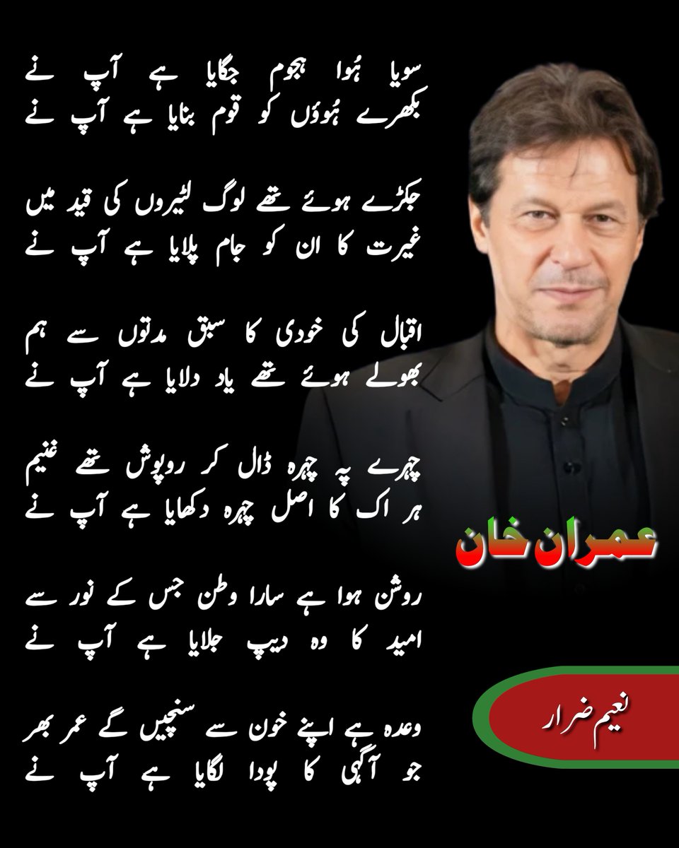 چہرے پہ چہرہ ڈال کر روپوش تھے غنیم
ہر اک کا اصل چہرہ دکھایا ہے آپ نے

#جشن_آزادی_عمران_خان_کےسنگ 
🇵🇰🇵🇰🇵🇰
