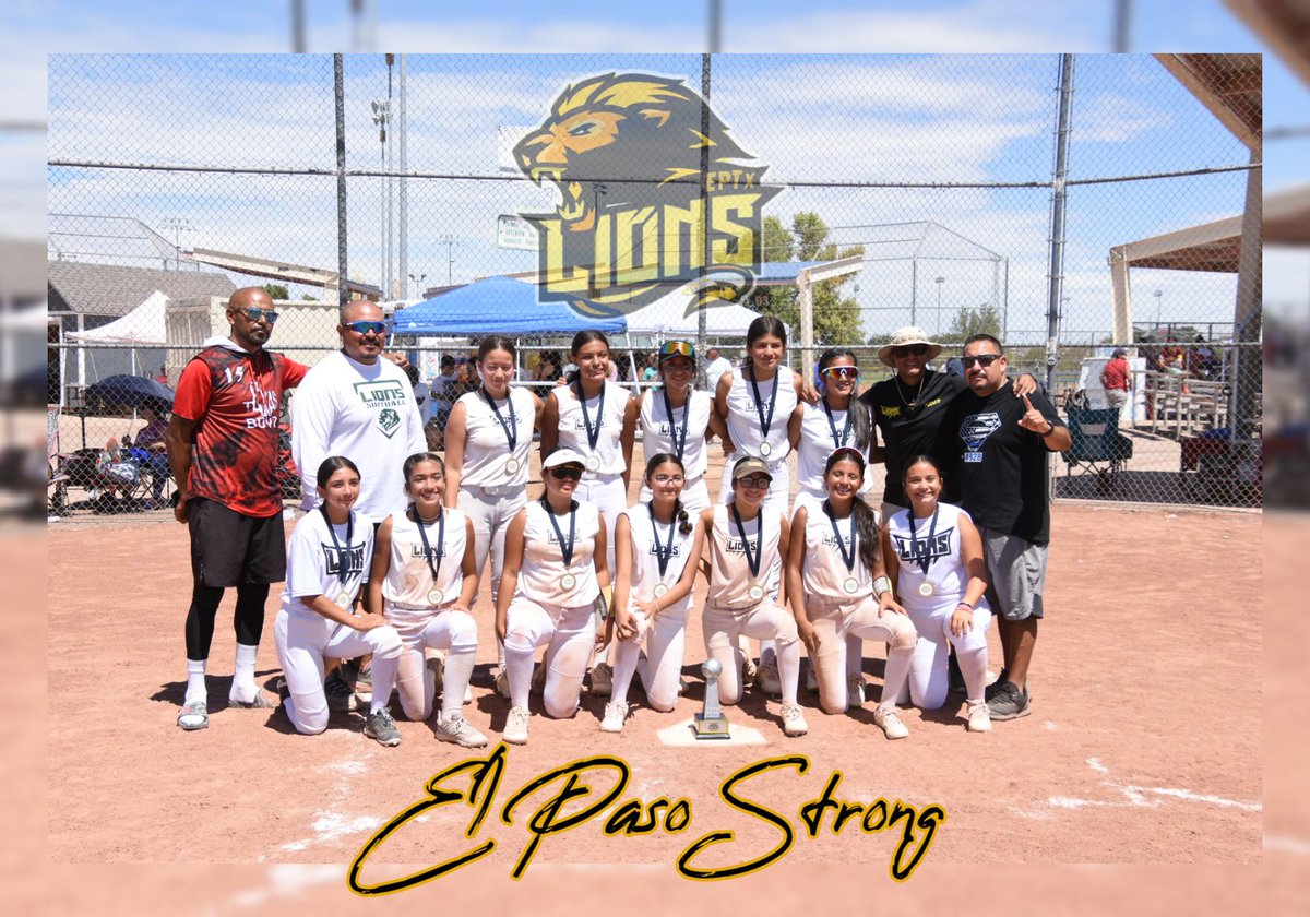 El Paso Strong Tournament 3rd Place winners!  Our Lions fought til' the very end. These ladies put in their all and pick each other up in every battle! Way to represent, ladies! #epstrong #lionsstrong #rawrr🥎🦁🖤💛👏👏