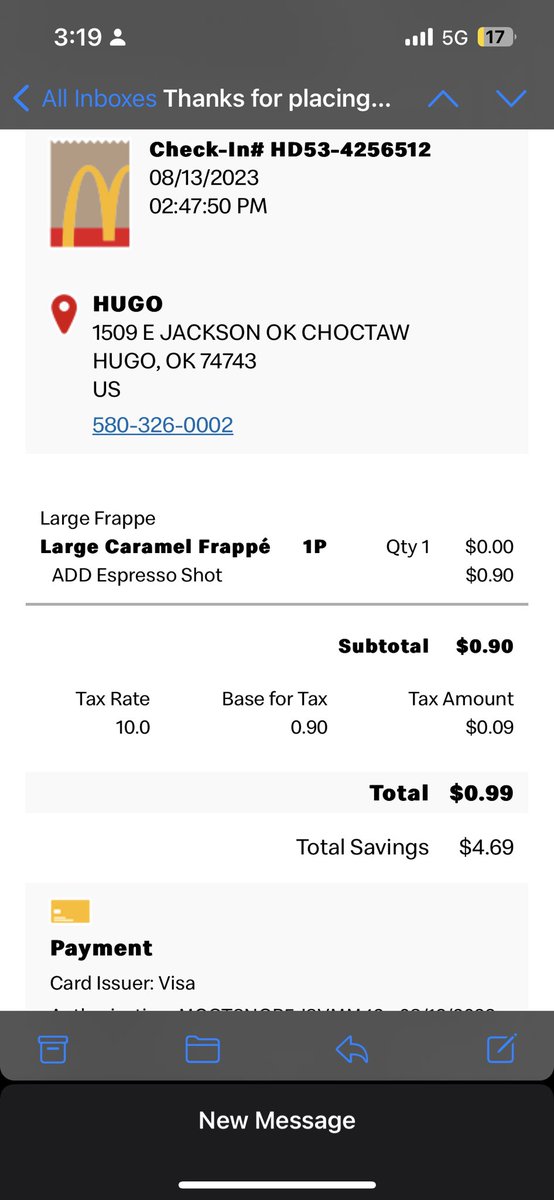 D20Rae's tweet photo. SO baffled rn 
Asked for a refund for my espresso,espresso machine was down. Gave my card &amp; employees proceeded to charge my card for a sauce packet and refund that…&amp; I still have no refund for the espresso?! WTH? @McDonalds  employees allowed to make charges w/o my consent?!🤔 https://t.co/nu7BOIZt6F