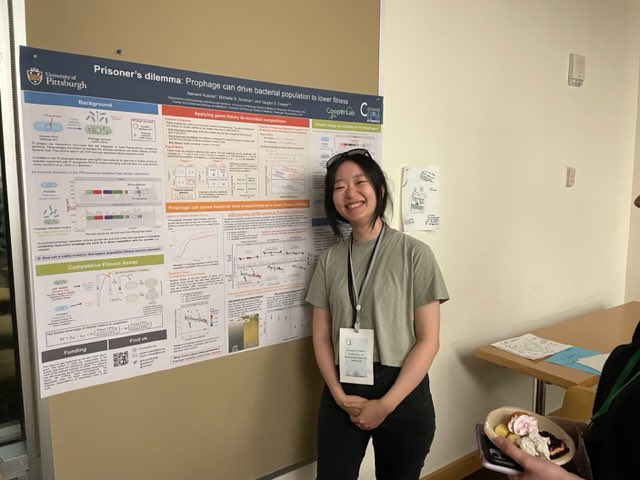 Congratulations @NanamiKubota for your poster award at #EvergreenPhage2023. “A Tale of Two Cheaters” is an even more compelling title, thanks @LuisZaman