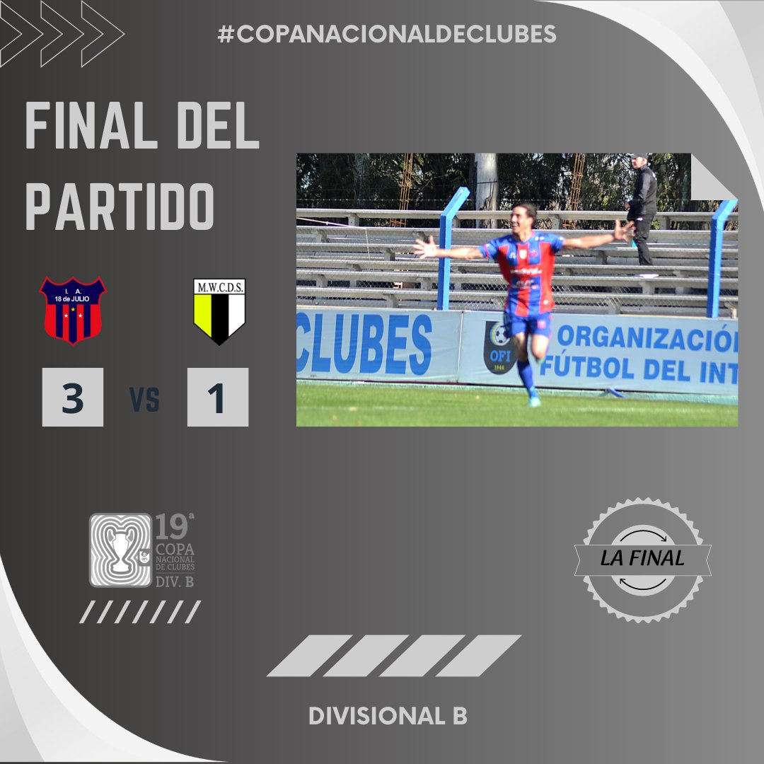 OFIUruguay's tweet photo. #CopaB | #18xMWA | Final del partido
⚽ Nicolás Müller (18)
⚽ Michel Palacio (18)
⚽ Lorenzo Almirón (18)
⚽ Óscar Silva (MW)
#SomosElInterior
#LaMayorRedDeportivaDelPaís https://t.co/MowwNnNz67