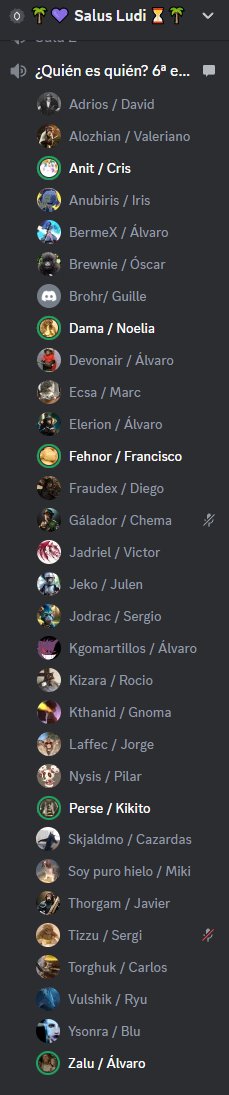 SalusLudi's tweet photo. Hoy es una noche muy especial de risas y crear lazos en nuestra hermandad mientras ponemos cara a nuestros queridos compañeros: hoy es el legendario '¿Quién es quién?'

Nos faltan unos cuantos que no han podido conectar y los estamos echando de menos :(

ESTO es Salus Ludi. https://t.co/xnnUtTpRX5