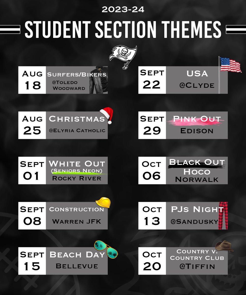 PHSstudent24's tweet photo. Football theme schedule 🏴‍☠️ https://t.co/SlRFxjVL59