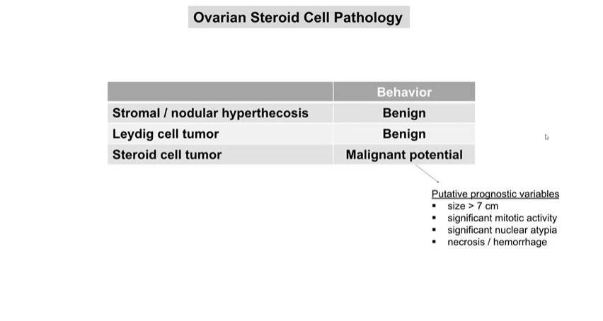 Ovary
Malignant potential in about 1/3 of steroid cell tumors
Dr. Rabban #ISGyP #everydayGYN #GYNpath #pathology #pathologist #PathTwitter #PathX