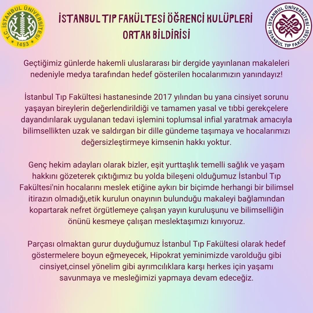 ogrencimecclisi's tweet photo. İstanbul Tıp Fakültesi Öğrenci Kulüpleri olarak ortak bildirimizdir! https://t.co/yylZ9C7FaB
