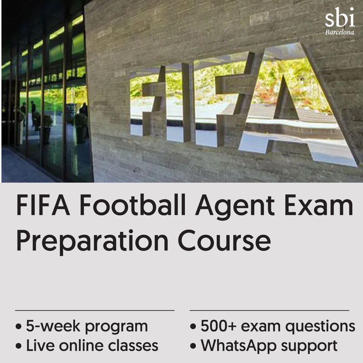 SBI_Barcelona's tweet image. Doors closing soon.

▪️Live weekly online tutorials
▪️WhatsApp group to answer your questions 
▪️24/7 online campus with 500+ exam questions
▪️ Led by licensed FIFA Football Agent
▪️100% pass rate in last edition 

Still in time to register ➡️ sbibarcelona.com/programs/fifa-…

#fifaagent