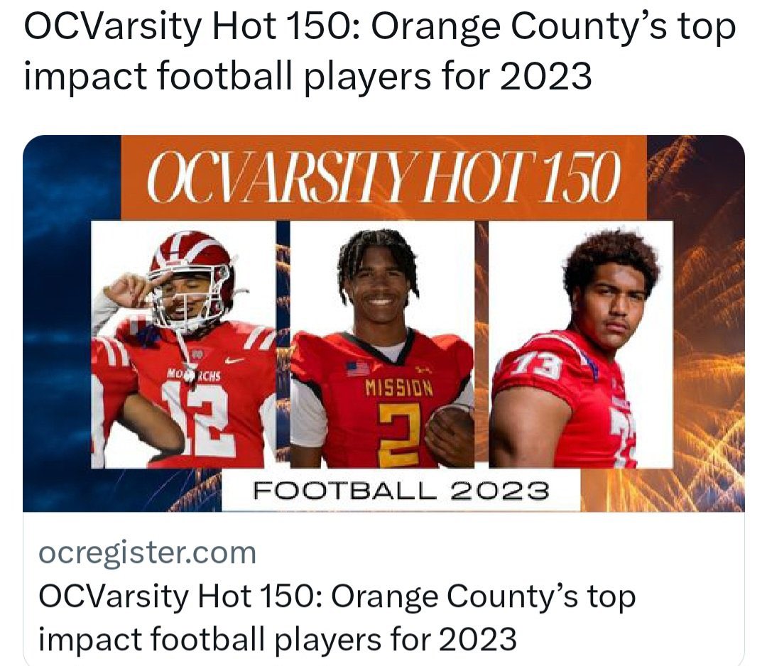 MaxRuff12's tweet photo. Honored to be ranked in the top 150 players in Orange County!
@ocvarsityguy @CoachDanny10 @ocvarsity @GregBiggins @BrandonHuffman @SteveFryer @CoachDOShea @SMESAthletics 
@SouthOCsports https://t.co/s29qTC1whS