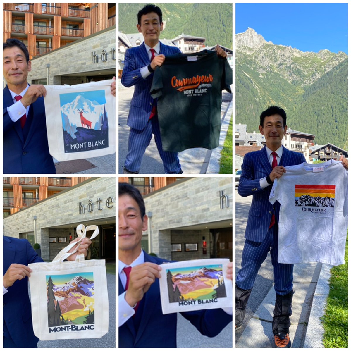 sandarsn's tweet photo. 【フォロー&amp;リツィートでプレゼント！】
モンブラン登山ツアー中に購入したお土産を、合計5名様にプレゼント！イタリア側のクールマイヨールで購入したTシャツ2枚(Lサイズ)と、フランス側のシャモニーで購入した手提げ2つとポーチ1つ！フォロー&amp;リツイートで抽選でプレゼントします(^^) https://t.co/cwMSy4BqhP