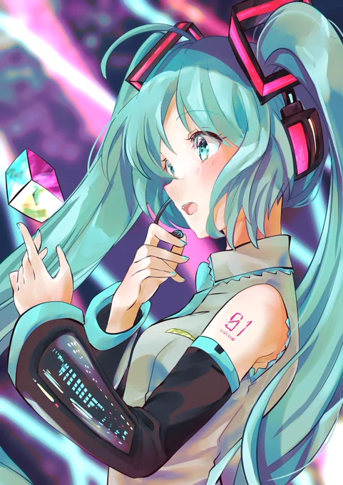 今朝のワンドロみくーん #初音ミク  Heart beat Cube…!