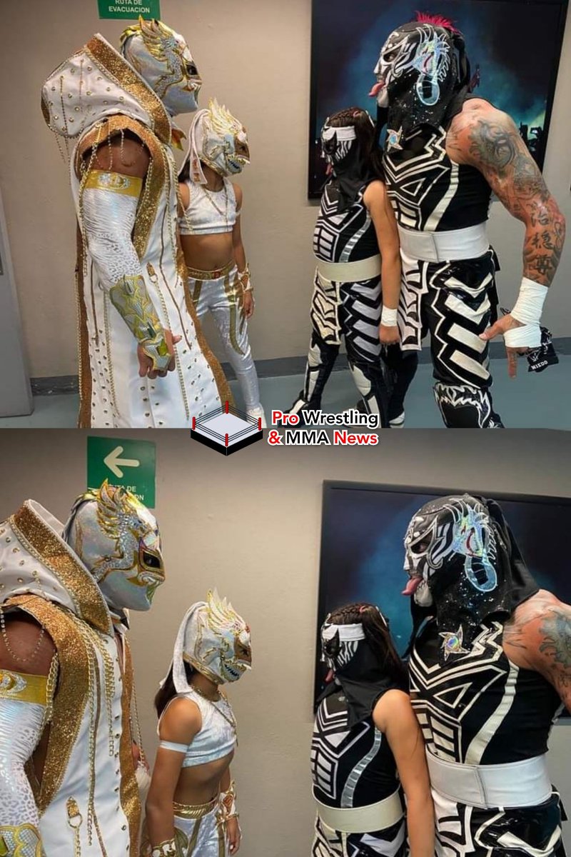 Dralistico & Pentagon Jr kids dressed up as their fathers at last night's #TriplemaniaXXXI #AEW