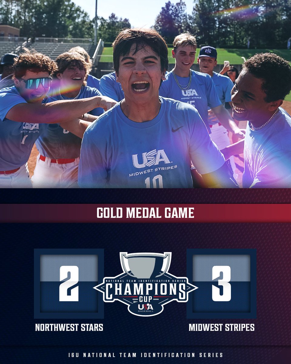 USA Baseball NTIS (@usabaseballntis) on Twitter photo GOT THE GOLD ๐ฅ
The 16U Midwest Stripes take the game in extra innings! ๐ฅ GOT THE GOLD ๐ฅ
The 16U Midwest Stripes take the game in extra innings! ๐ฅ