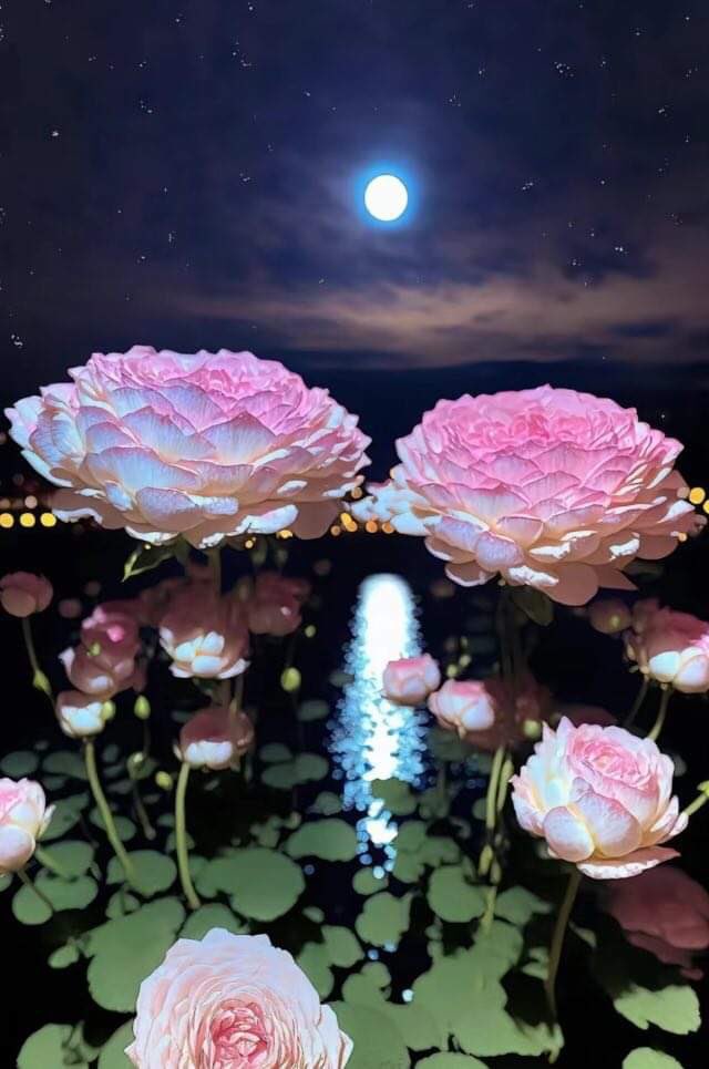 piinkibun's tweet photo. moon &amp; flowers https://t.co/6z6UvjLSMi