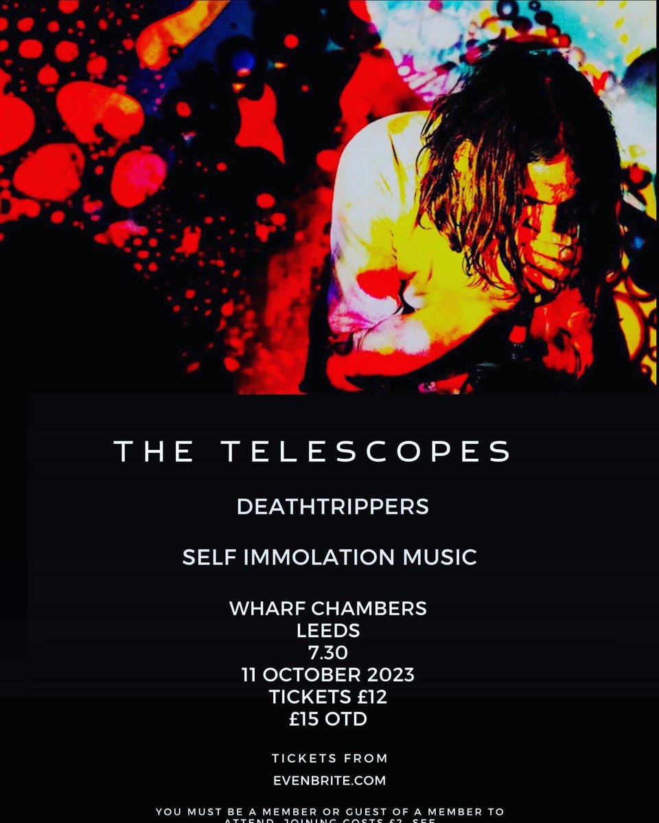 The Telescopes play Leeds Wharf Chambers on wed 11th October with support from @deathtrippers please share @creationrecords #thetelescopes #deathtrippers @leedsmusicscene