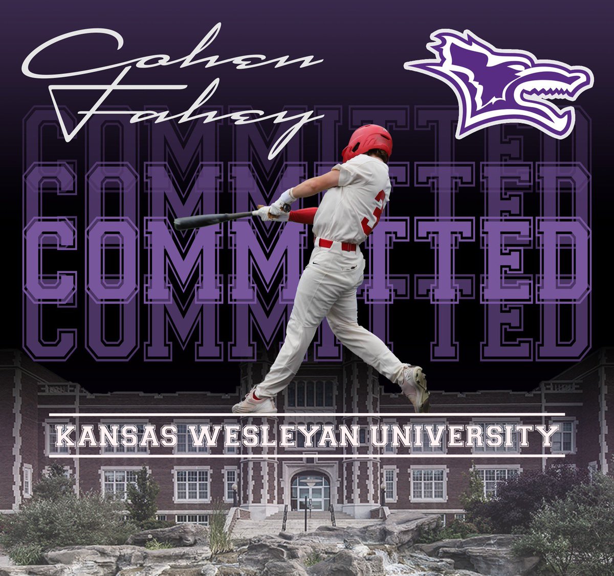 cohen (@cohenfahey) on Twitter photo I am beyond blessed and honored to announce that I will be continuing my academic and baseball career at Kansas Wesleyan University. I want to thank my family as well as all the coaches, teammates, and mentors that helped me along the way. #rollyotes 💜💛
<a href="/KWUNeale27/">Bill Neale</a> <a href="/kwucoyotes/">Kansas Wesleyan Coyotes</a> I am beyond blessed and honored to announce that I will be continuing my academic and baseball career at Kansas Wesleyan University. I want to thank my family as well as all the coaches, teammates, and mentors that helped me along the way. #rollyotes 💜💛
<a href="/KWUNeale27/">Bill Neale</a> <a href="/kwucoyotes/">Kansas Wesleyan Coyotes</a>