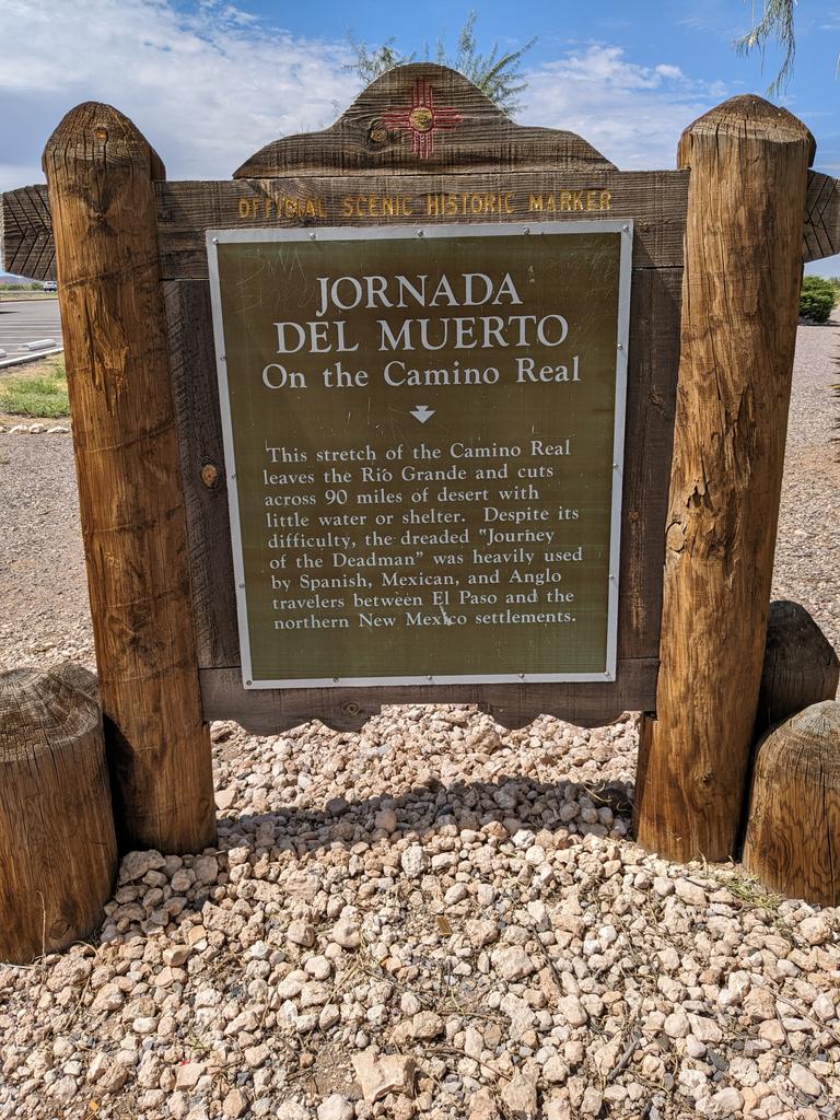 NMHistMarker's tweet photo. Paraje San Diego was the last stop before the Jornado del Muerto, one of the most harrowing journeys of New Mexico. https://t.co/SYPfnkOkKS