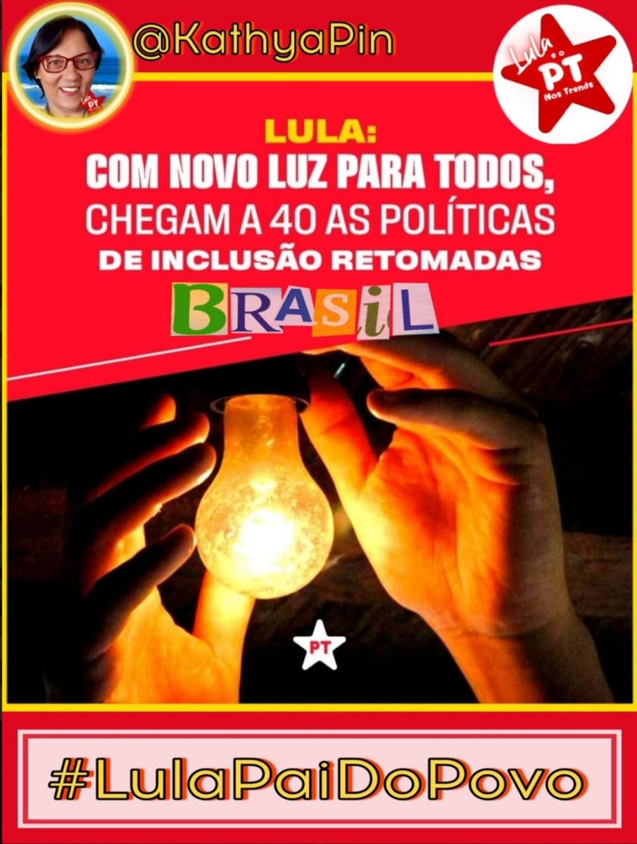 PAI É aquele que cuida que ama e nos protege!
#LulaPaiDoPovo 
@KathyaPin 
<a href="/V13lula/">Karen Lúcia♀️🚩🌵</a> 
<a href="/Gaby_8489/">👒Gaby's🌙</a> 
<a href="/MacedoMeg/">Meg 🙏🏼🌟🇧🇷</a> 
<a href="/EstelaIbelli/">EstelaMarisIbelliLula13🚩🚩🇪🇭🇪🇭</a> 
<a href="/nandagatto/">Emocionanda- Sou livremente 🙃🦋🌻👽🥏💉🐊</a> 
<a href="/mi_pitres/">Michele Pitres 🚩</a> 
<a href="/Markinhos7331/">Markos Jes Perei</a> 
<a href="/pelicanoneto/">David🚩</a> 
<a href="/TaisaAdv/">Tai ⚖️🪴📚🎨🚩🚩🚩</a>