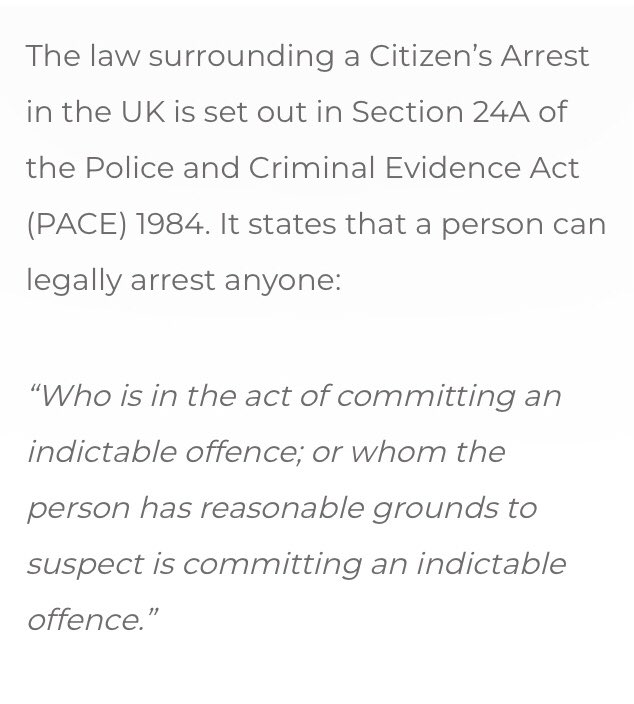 Rootieuk69's tweet photo. @ArabellaSock @edbookfest @Gillian_Philip Maybe we should brush up on Citizens Arrest … if it’s an indictable offence it’s a perfectly legal course of action for any member of the public to carry out. The Somerset Gimp was charged with outraging public decency and went to court.  Enough is enough 🟥 https://t.co/YaGHAYzF2W