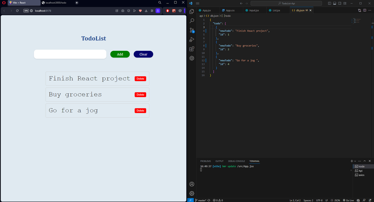 merttcettin's tweet image. React, Vite, JSON Server ve Axios kullanarak basit bir görev yönetimi uygulaması geliştirdim. Kullanıcılar görev ekleyebilir, görüntüleyebilir ve silebilir.

LinkedIn: linkedin.com/posts/mert-çet…
📁 GitHub Repo: github.com/mertcetiin/Rea…

#React #WebGeliştirme #Programlama #vite
