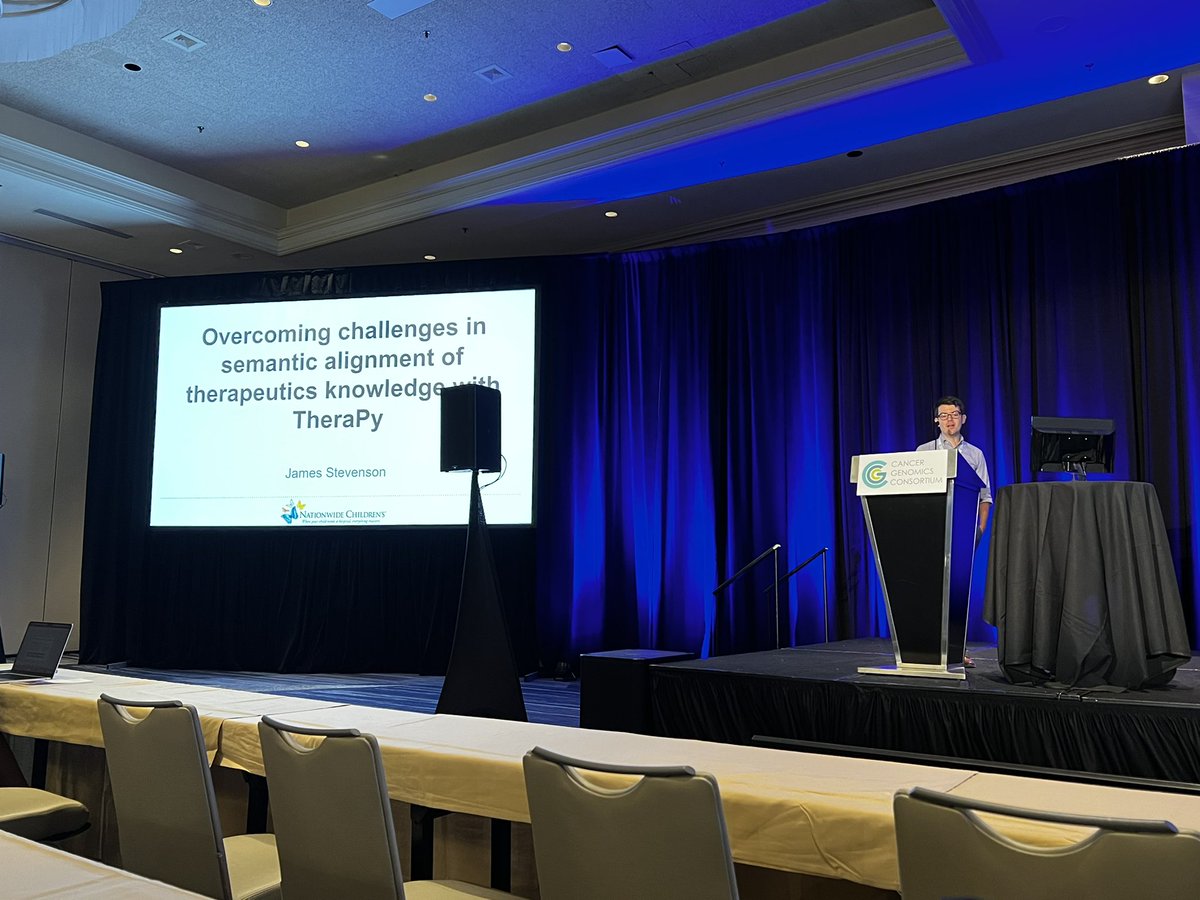 The @JamesSharpsteen presenting on how to normalize therapy concepts using Therapy! <a href="/nationwidekids/">Nationwide Children's Hospital</a> <a href="/CG_Consortium/">Cancer Genomics Consortium (CGC)</a> #CGCAnnual2023