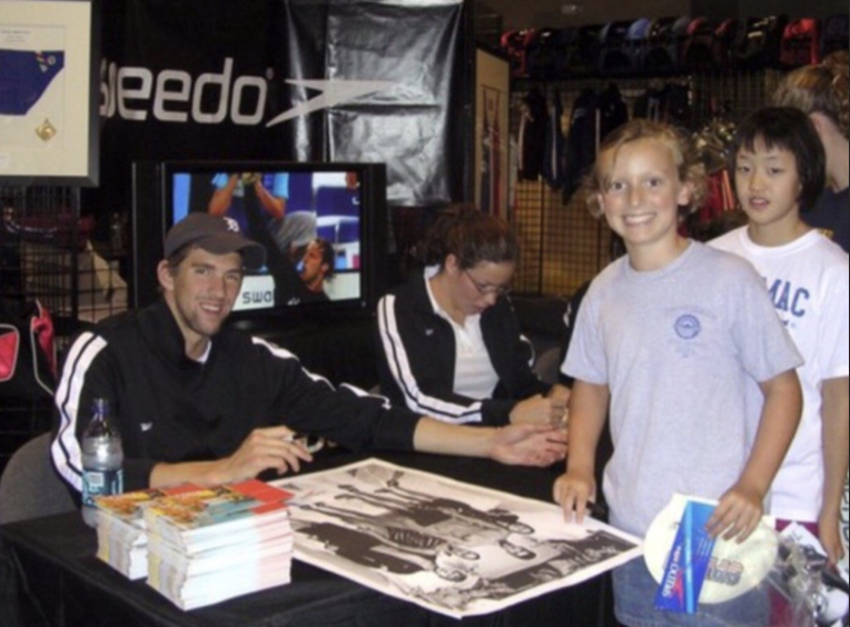 cmclymer's tweet photo. In 2006, nine-year-old Katie Ledecky stood in line and met one of her swimming heroes Michael Phelps. Recently, at just 26, she broke Phelps' record for the most career individual world titles. Additionally, she has been undefeated in the women's 800m freestyle since 2012. https://t.co/A5oWZBnhkm
