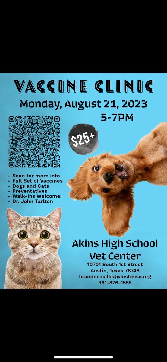 Let Akins help you take care of your pets! <a href="/AkinsAISD/">Akins Early College High School</a>