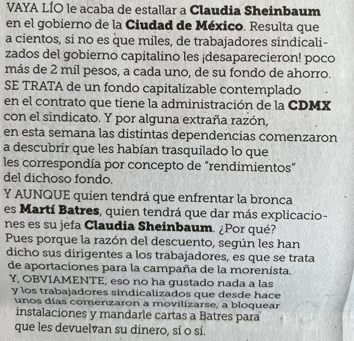 GuacamayanLeaks's tweet photo. Escándalo en la @GobCDMX CDMX desaparecieron el dinero de los trabajadores sindicalizados para financiar la precampaña ilegal de @Claudiashein

#GuacamayaLeaks
#GuacamayaNews
#4TLeaks https://t.co/dqyJu8hrVK