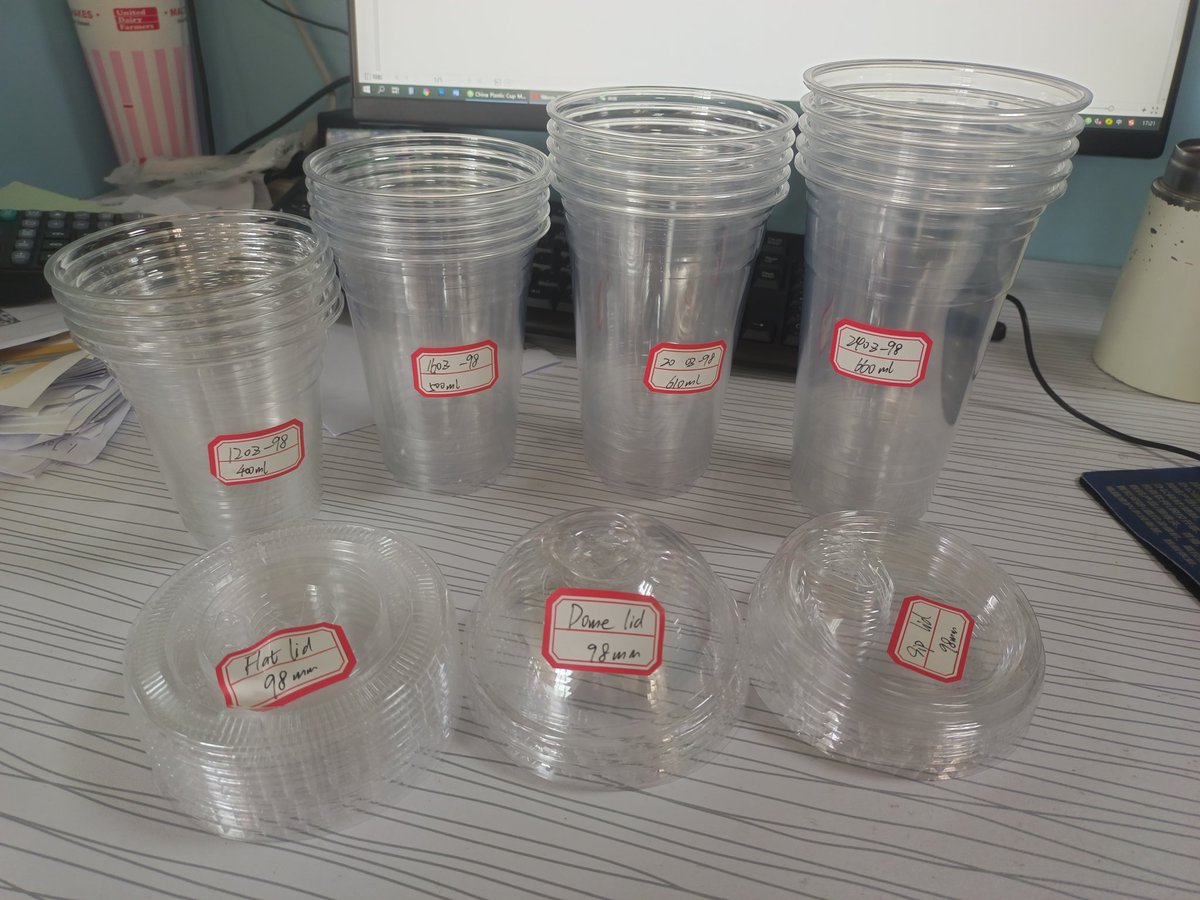 Michell77672653's tweet photo. Milk tea PET cups sample https://t.co/maBLaiLgsT