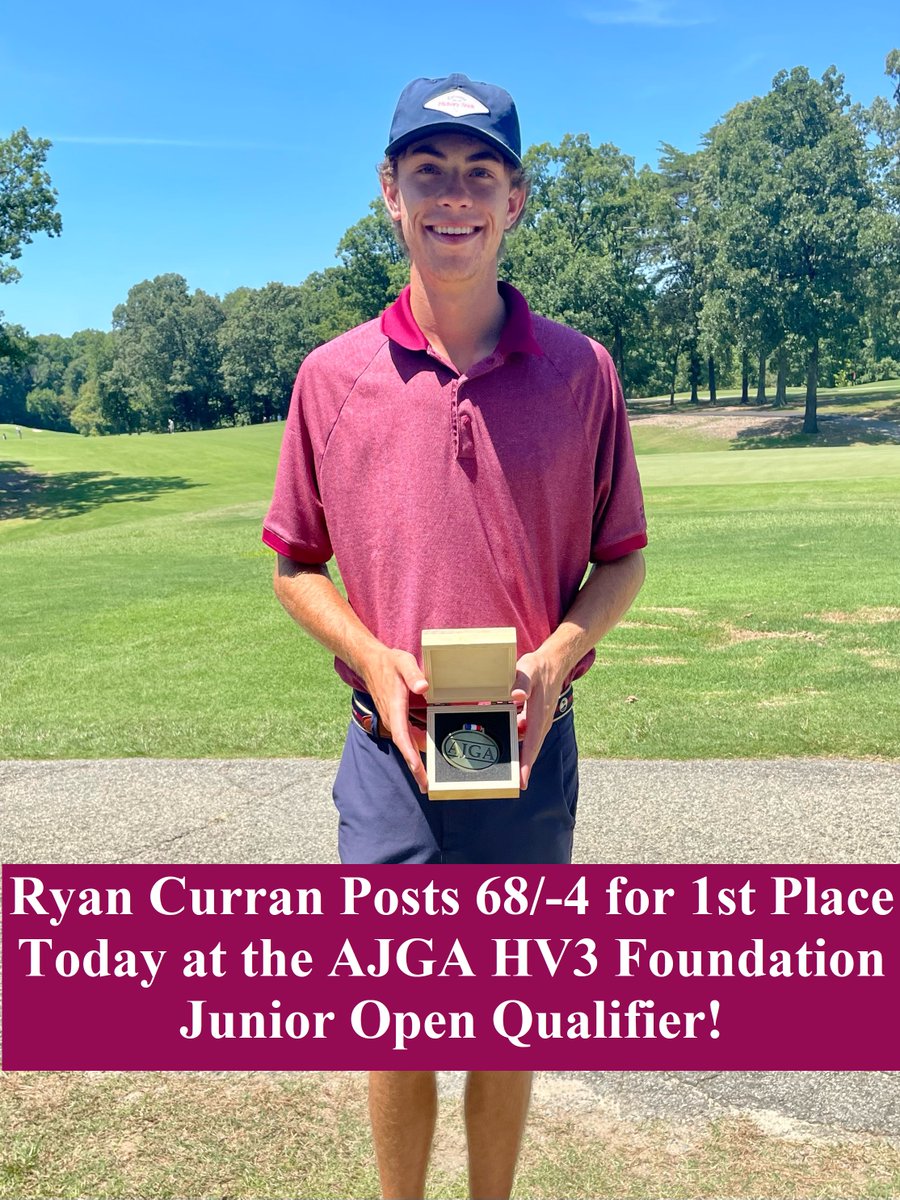 RyanCurranGolf's tweet photo. Ryan Curran Posts 68/-4 for 1st Place Today at the AJGA HV3 Foundation Junior Open Qualifier!
August 13, 2023, AJGA HV3 Foundation Junior Open Qualifier, Jamestown Park Golf Course, Jamestown, NC.
https://t.co/0F3IDWfAYN https://t.co/0GihY30lXw