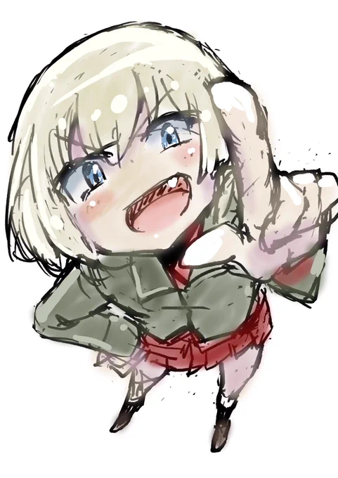 朝のお絵描き カチューシャ隊長のラフ