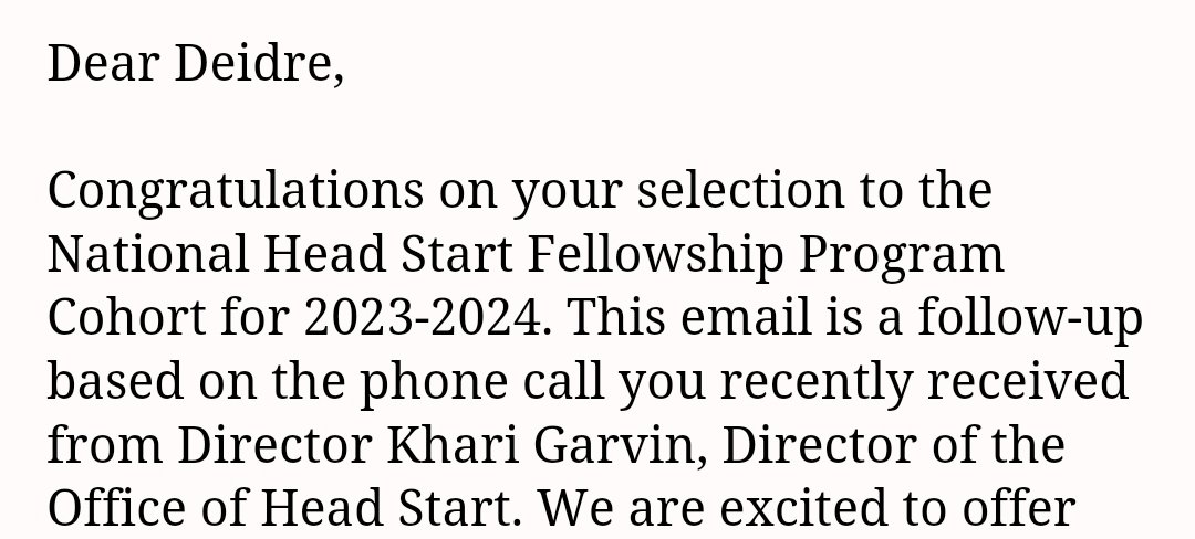 IWriteRxforEduc's tweet photo. Ecstatic isn't even the word to describe how I'm feeling about working alongside @HeadStartgov!

Out of all the applicants, I was selected as 1 of 15 National Finalists for the National Head Start Fellowship Program, and from those 15, I was chosen as 1 of 5 for the Fellowship. https://t.co/XnLeHI3S5y