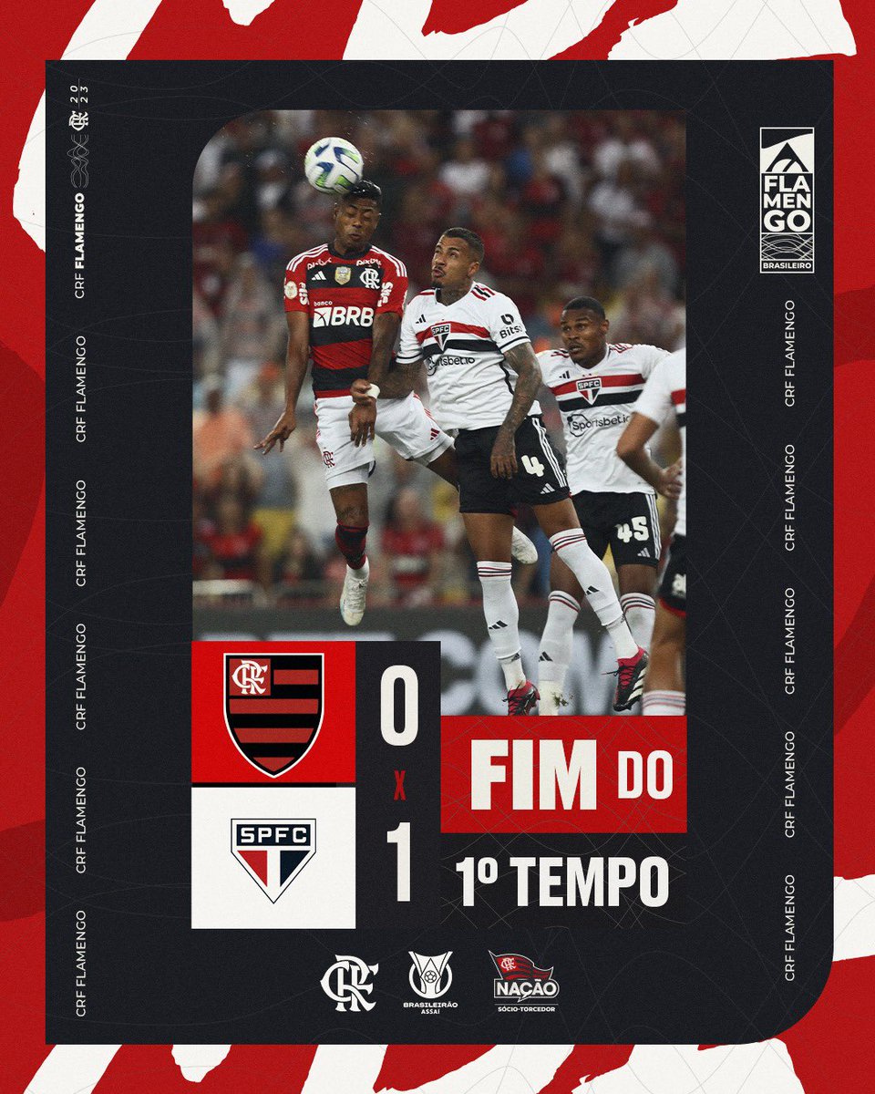 Flamengo's tweet photo. Fim do primeiro tempo. 

#FLAxSAO #VamosFlamengo https://t.co/hKws8knDcx
