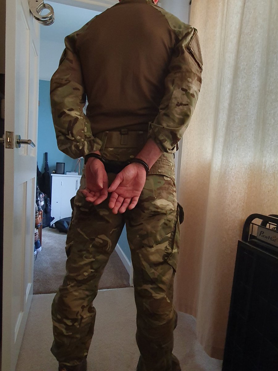 Barber87's tweet photo. Wasn't particularly horny but this Army deserter was very eager. So he was edged for almost 5 hours before being released https://t.co/EH7bc0YIQT