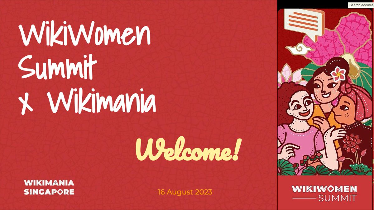 This week! First ever WikiWomen Summit x <a href="/Wikimania/">Wikimania</a>! Join us in person in Singapore or online!
 
Register: wikimania.wikimedia.org/wiki/2023:Regi…