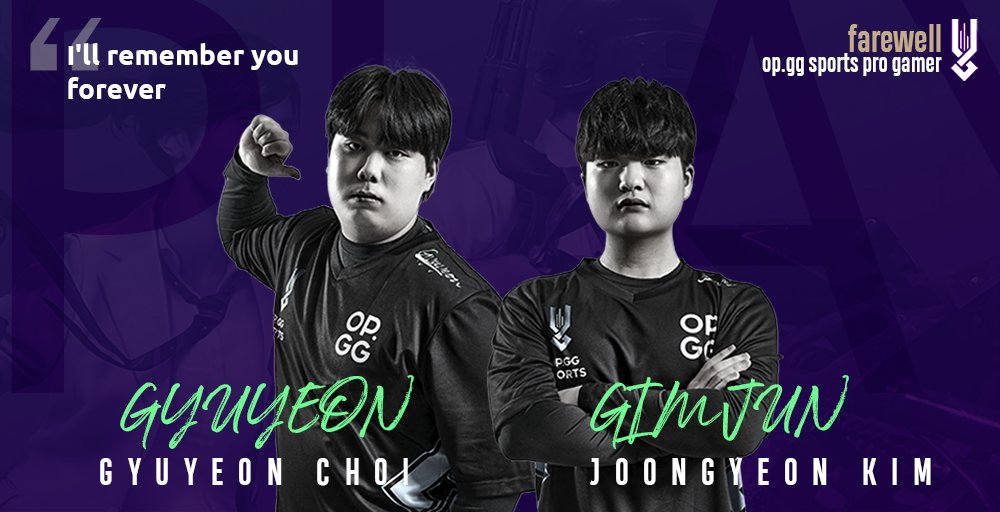 OPGG_SPORTS's tweet photo. [선수 계약 안내]

안녕하세요. 오피지지 스포츠입니다.
https://t.co/zXzeOGYeCE SPORTS PUBG Team의 계약 관련하여 안내드립니다.

오피지지 스포츠의 Gyuyeon 최규연, GimJun 김중연 선수와의 계약이 종료되었습니다.

(이어서) https://t.co/QEI8HGQo7d