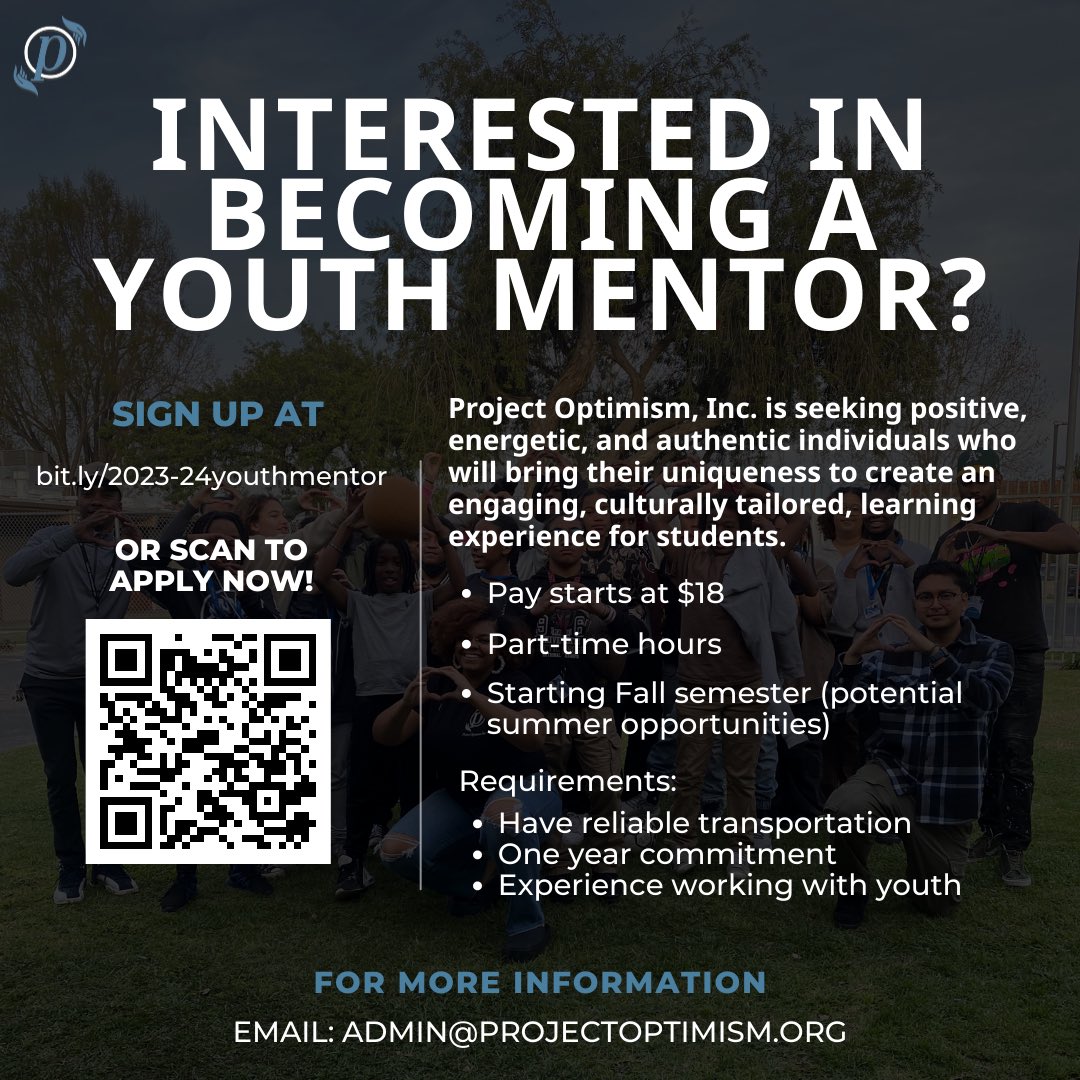 Help us spread the word P.O. family! We are urgently looking to fill multiple positions for Youth Mentors.
Feel free to apply here: bit.ly/2023-24youthme… or tap the link in our bio to apply! Share this with anyone who would be an excellent fit for these positions.

#nowhiring