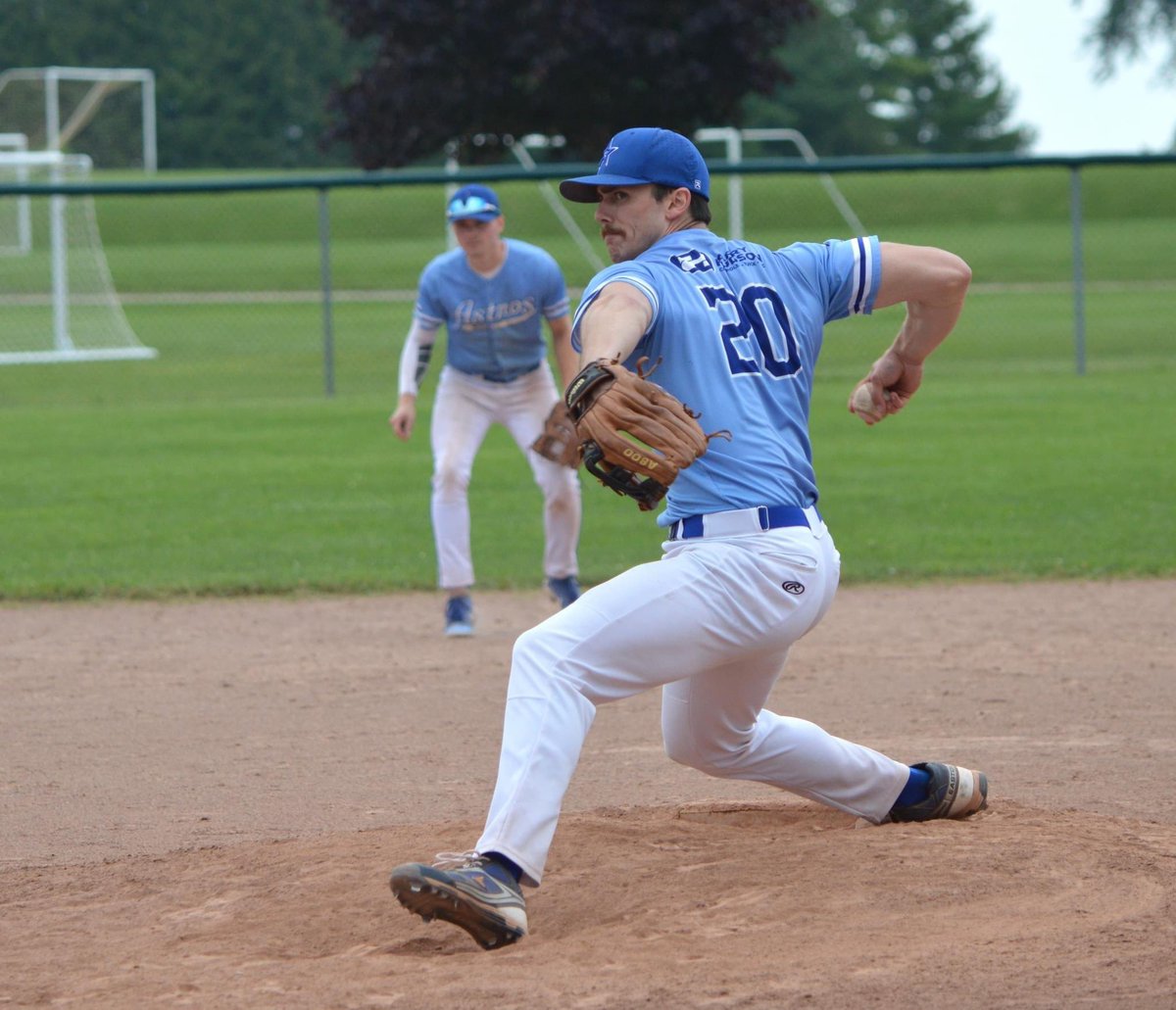 After losing their first game in extra innings of the U20 OBA ‘B’ championships in Simcoe, Mitchell Astros went the hard way to win the title thanks to back to back wins over Leamington, 6-3 and 9-2 today. Congrats!