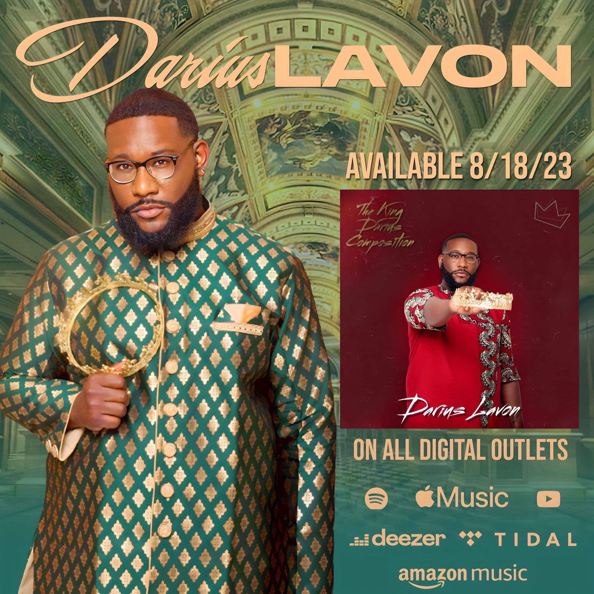 DariusLavon's tweet photo. The King Darius Composition
Produced by Yours Truly
Music Producer- Sam Franklin IV
Engineer Mix and Mastering - Duke Smith
Graphic by Tyrell Walker
Available everywhere August 18th 2023
#Thekingdariuscomposition #TKDC #Dariuslavon https://t.co/mbcoCOtoN7
