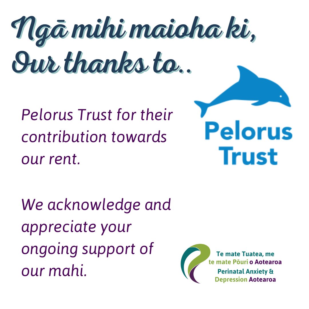Funding appreciation post! Ngā mihi maioha ki, our thanks to Pelorus Trust for their contribution towards our rent. We acknowledge and appreciate your ongoing support of our mahi.

#funding #charities #perinatalmentalhealth #maternalmentalhealth #community