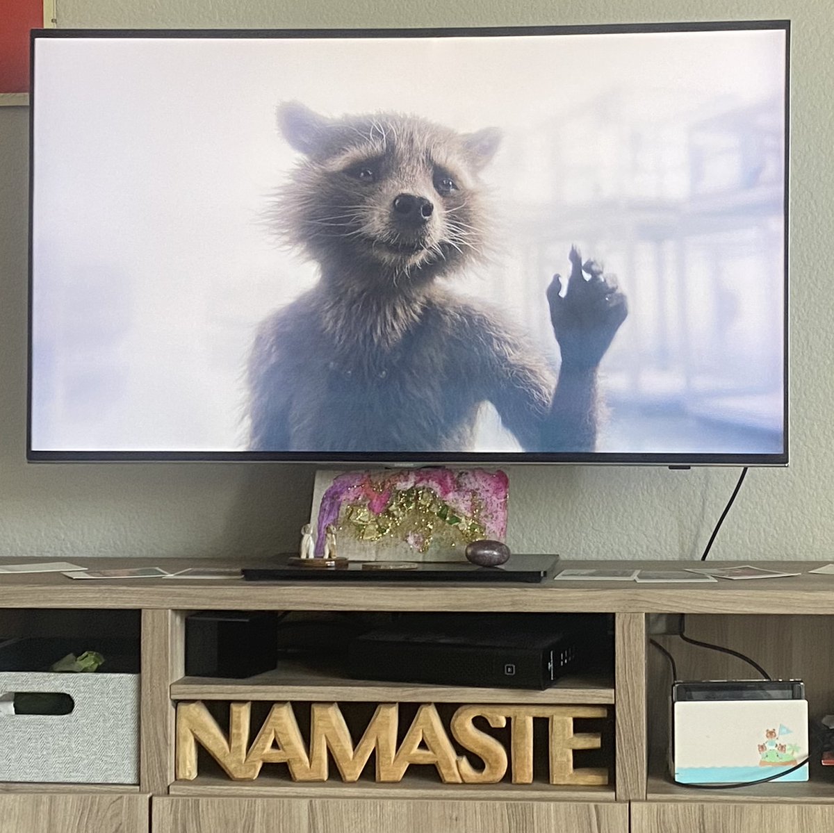 ela_brumm's tweet photo. I know we’re #Apes are all looking forward to the next steps/weeks for #AMC but for today, I have only one thing to say: if this scene doesn’t make you cry/tear up I don’t know dude 😥😭 #Rocketrocks #Marvel #GuardiansOfTheGalaxyVol3 #PayTheWriters @WGAWest #APESNOTLEAVING https://t.co/4zEg6JTo9s